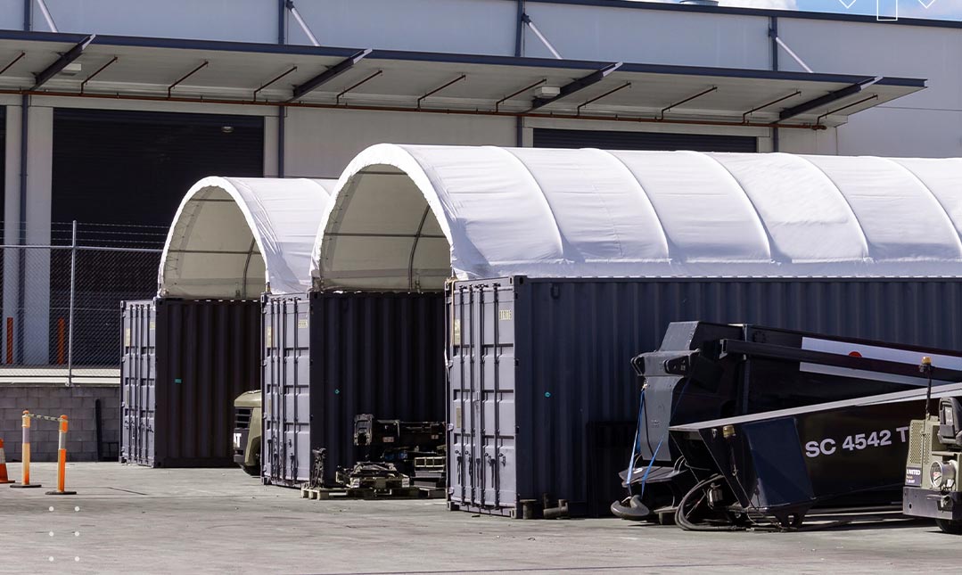two container dome shelters across 3 40ft containers quality domes direct