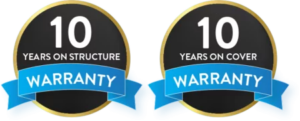 Quality Domes Direct 10 x 10 year warranty logo